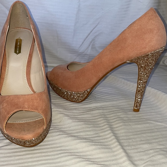 Dorothy Perkins. 4 inch platform heels. Peachy colour with sparkles. UK 8 - Picture 2 of 5